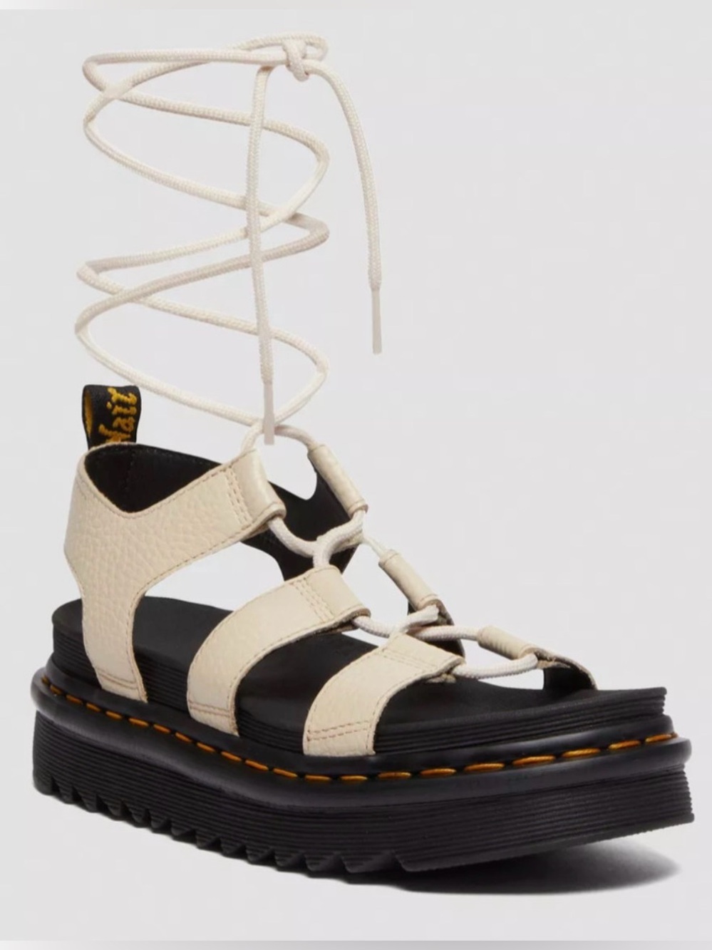 Dr. Martens Nartilla Milled nappa Gladiator Sandals parchment beige size 10